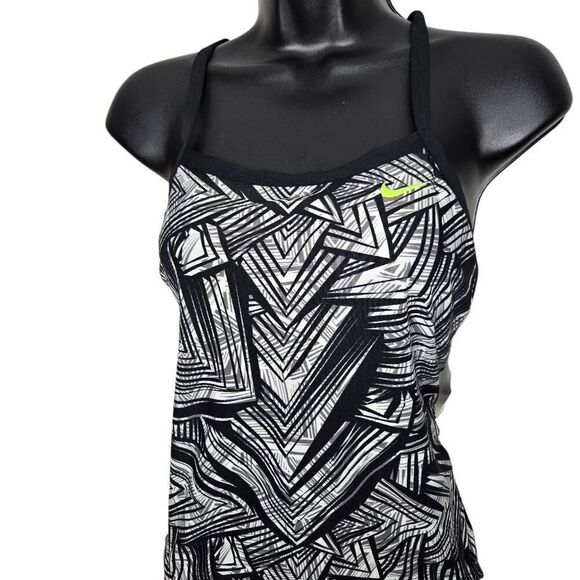 Nike Scatter Brain Black White One Piece Swimsuit NWT Sz 10 - Picture 4 of 10